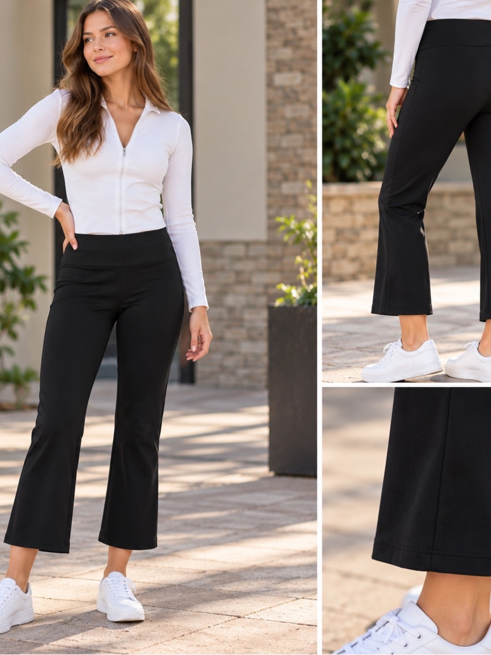 Avenue Montaigne black cropped flare pants size 4 made in NYC